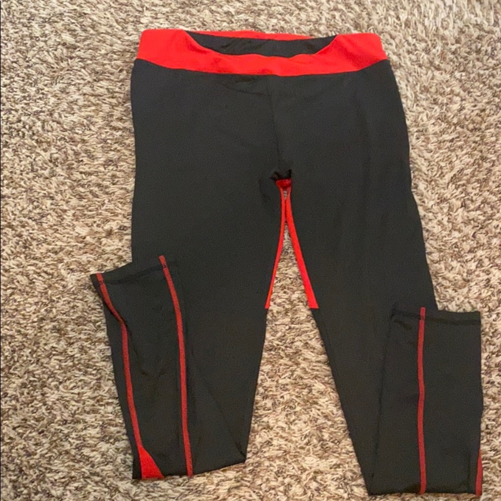 Red and black compression workout pants